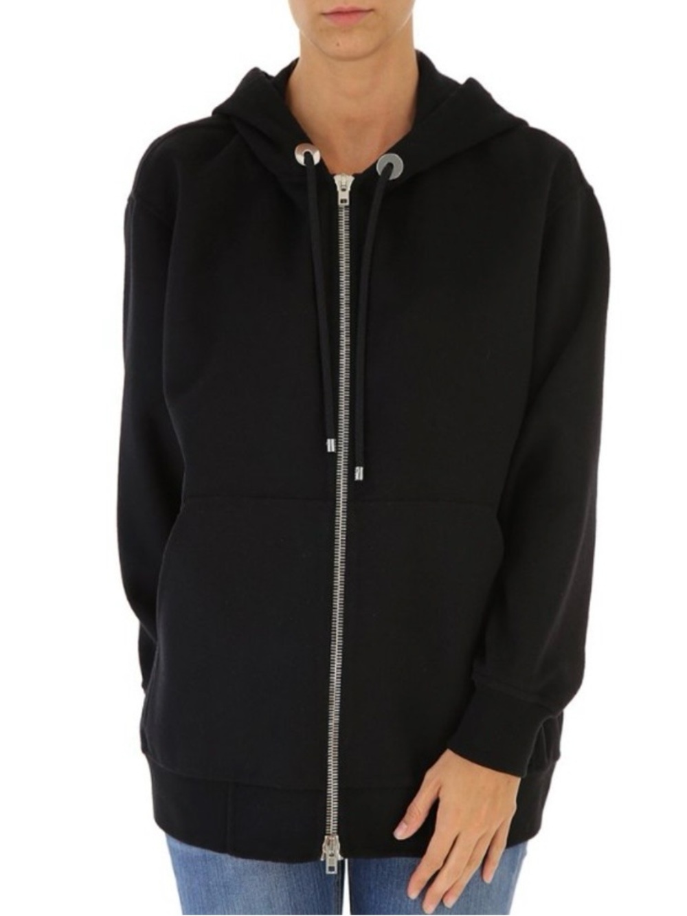 Alexander Wang Dense Fleece Zip Thru Hoodie Black Women’s S